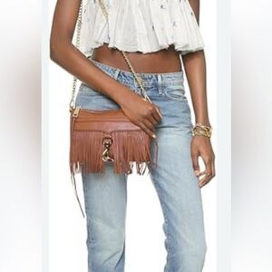 REBECCA MINKOFF Fringe Mini MAC
Leather Crossbody Bag light Brown